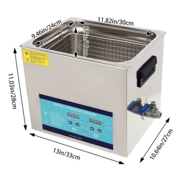 Ultralydsrenser - 10 L Rengøringsmaskine - 28/40 kHz - Timer 0–30 min - EU-stik 220 V - Rustfrit stål 201/304 - Effekt <800 W - Lysegrå New