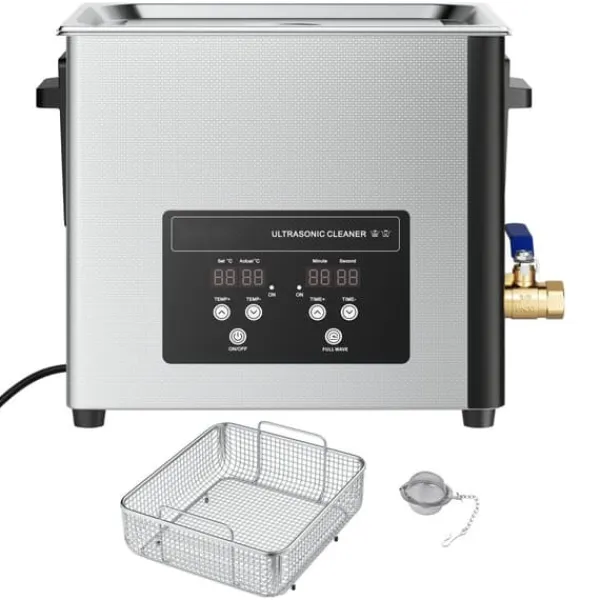 Ultralydsrenser - Professionel industriel 15 L - 240 W - 40 kHz - Rustfrit stål - Digitalt display - Rengøringskurv - Til dele & karburatorer Sale