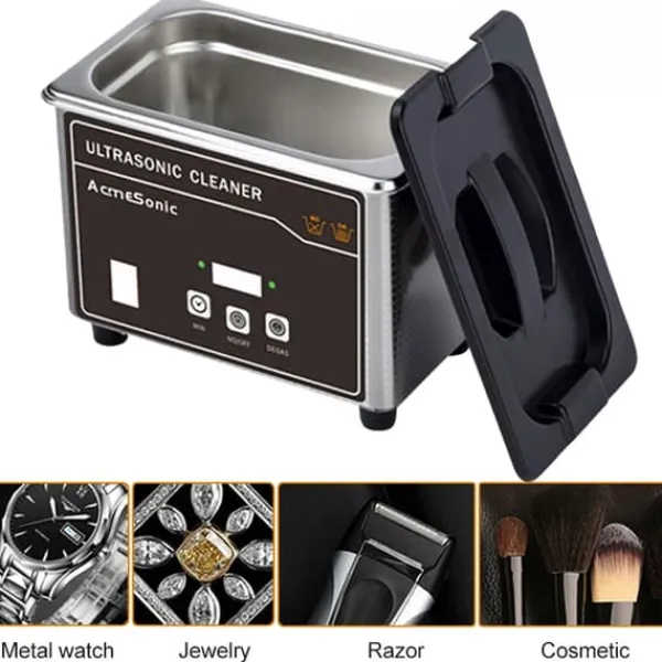 Ultralydsrenser - Rensemaskine - Kapacitet 800 ml - Effekt 35 W - Spænding 220 V - Til ure, briller, proteser, barbermaskiner - Sort Sale