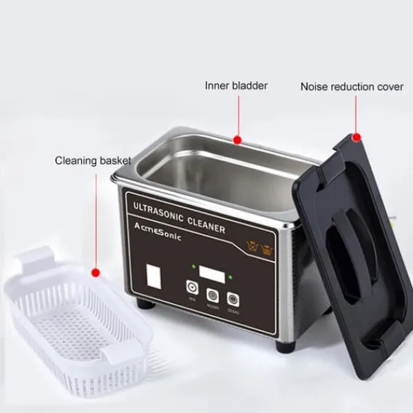 Ultralydsrenser - Rensemaskine - Kapacitet 800 ml - Effekt 35 W - Spænding 220 V - Til ure, briller, proteser, barbermaskiner - Sort Sale