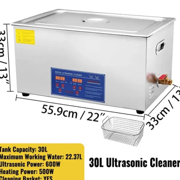 Ultralydsrenser, Digital Kontrolpanel, SUS304 Materiale,30L Clearance