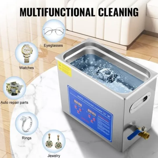 Ultralydsrenser>Ultralydsrenser JPS-30A, 6L med digital skærm. Effektiv ultralydsrensning af smykker i rustfrit stål.