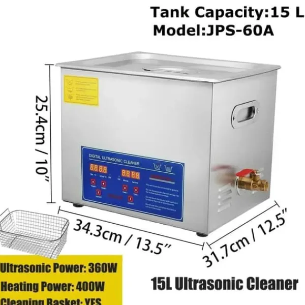 Ultralydsrenser, 40kHz frekvens, digitalt kontrolpanel,15L Online