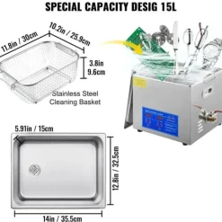 Ultralydsrenser, 40kHz frekvens, rustfrit stål konstruktion,15L JPS-60A Outlet