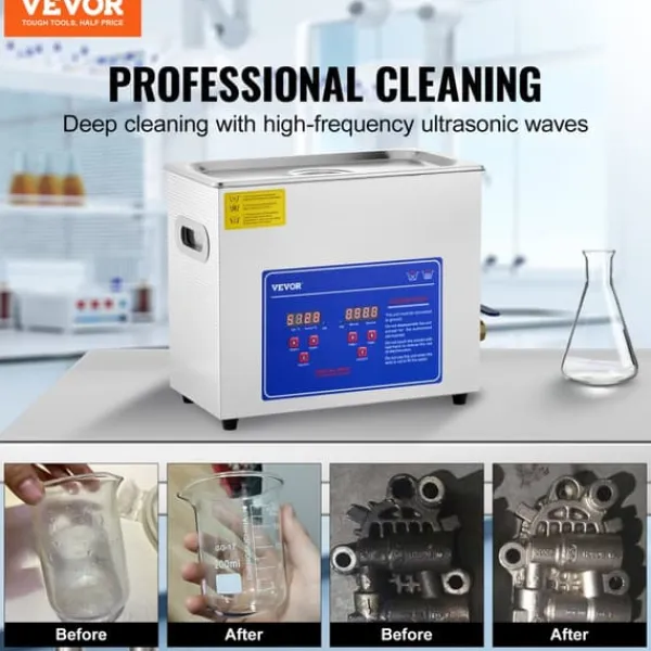Ultralydsrenser, 6L kapacitet, 300W varmeeffekt, 40kHz frekvens
