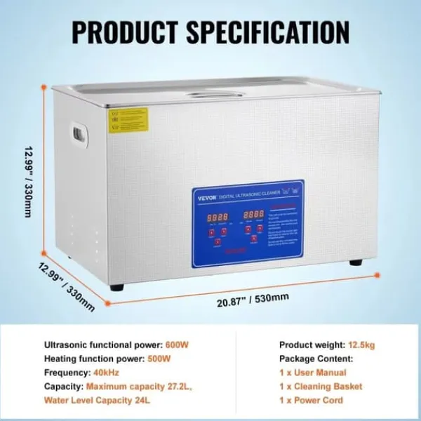 Ultralydsrenser>Ultralydsrenser, 6L kapacitet, justerbar temperatur,24-27.2L