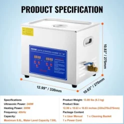Ultralydsrenser, 1,3L kapacitet, brugervenligt betjeningspanel,10L Clearance