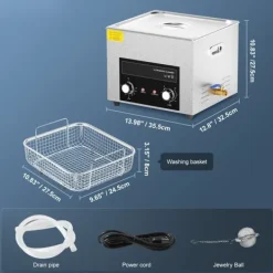 Ultralydsrenser 15L med varme, timer & kurv, digital sonic maskine til effektiv rengøring. Sale