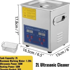 Ultralydsrenser>Ultralydsrenser, Rustfrit Stål, Effektiv Ultralydsrensning,2L