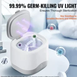 Ultrasonic Cleaner 200ML til tandproteser, Retainer Cleaner med UV, effektiv rengøring, hurtig og skånsom behandling.