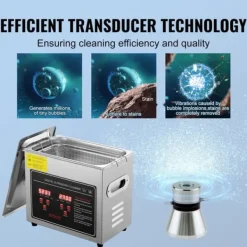 Ultrasonisk rengører med digital timer og varme, professionel til smykker, briller, små dele og printplader (3L). Best