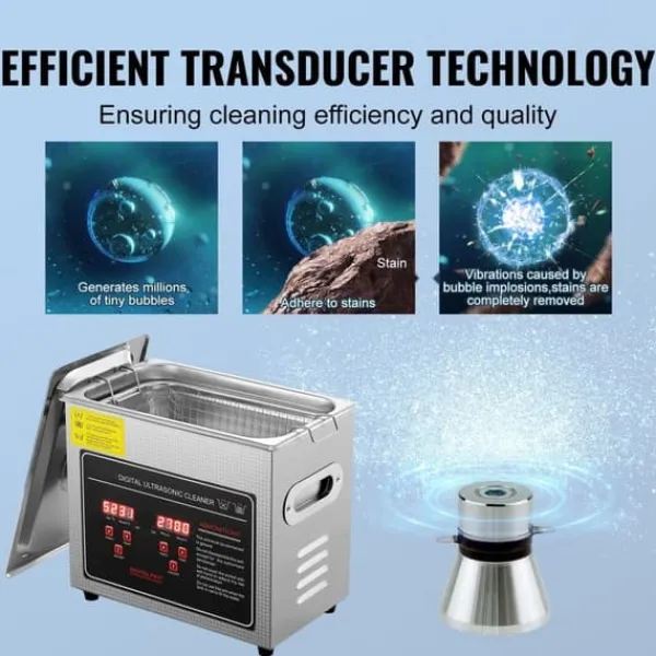 Ultrasonisk rengører med digital timer og varme, professionel til smykker, briller, små dele og printplader (3L). Best