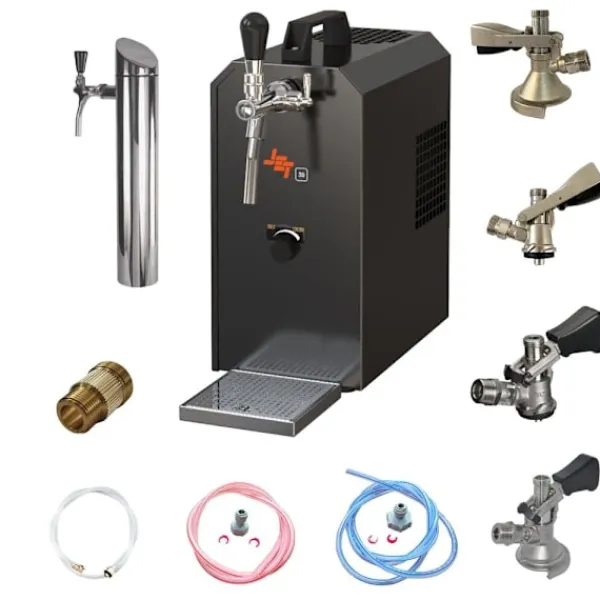 Ølhaner>Under-counter komplet sæt fadølsanlæg - JET 30K 1 linje tør køler, 30 liter/h med membranpumpe, KEG:uden