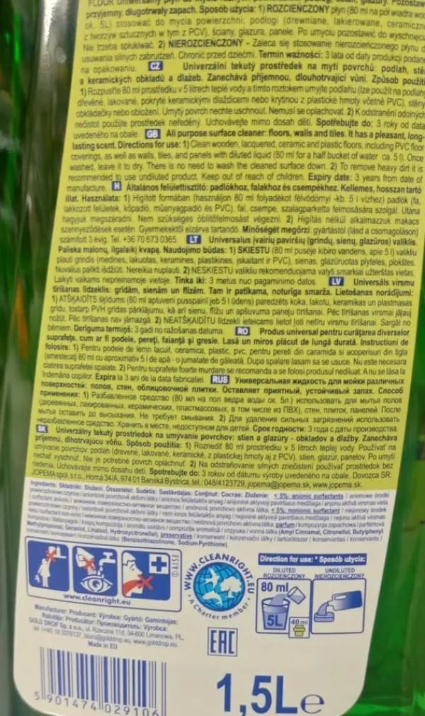 Universal blomstervaskemiddel til gulv 1,5 l Outlet