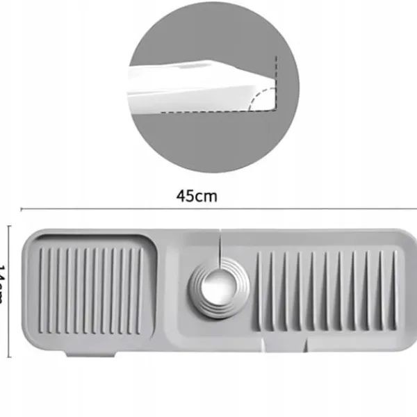 Måtter & Gitter Til Køkkenvaske>Universal silikone afløbsmåtte til vask 45 x 14 cm BRUNBESTE BB-3329 grå