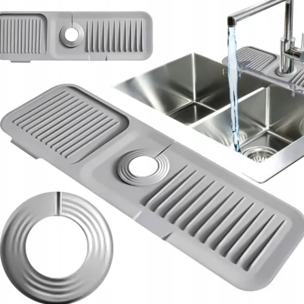 Måtter & Gitter Til Køkkenvaske>Universal silikone afløbsmåtte til vask 45 x 14 cm BRUNBESTE BB-3329 grå