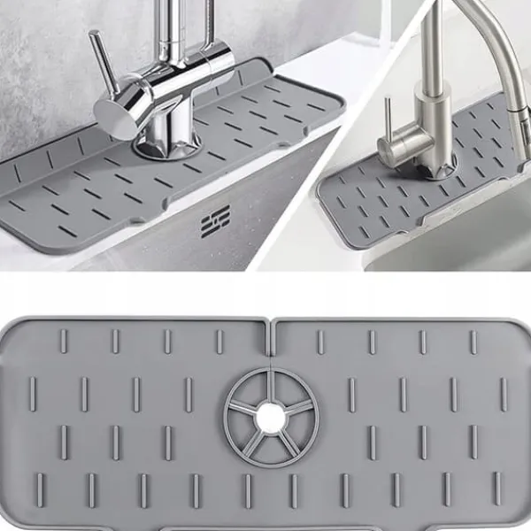 Måtter & Gitter Til Køkkenvaske>Universal silikone afløbsmåtte til vask 36,5 x 14 cm BRUNBESTE BB-3247 grå
