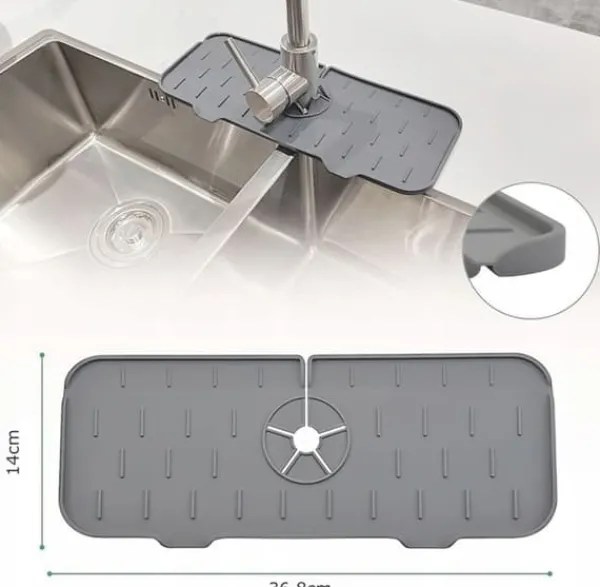 Måtter & Gitter Til Køkkenvaske>Universal silikone afløbsmåtte til vask 36,5 x 14 cm BRUNBESTE BB-3247 grå