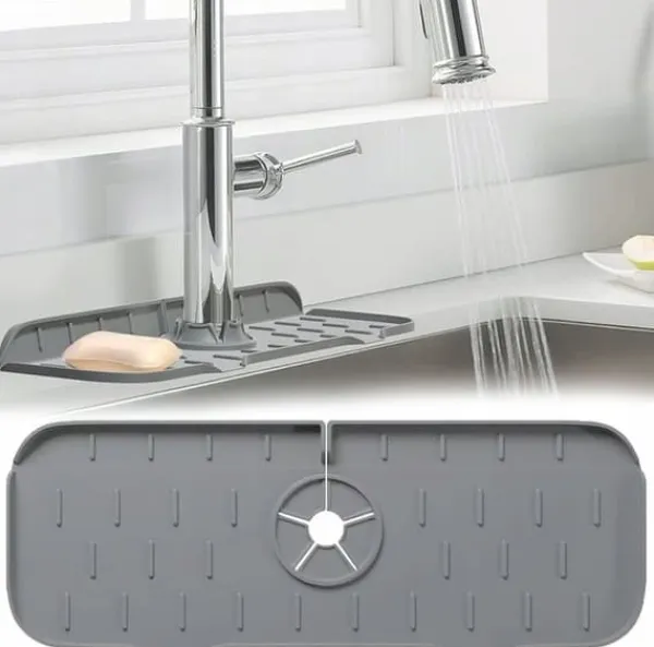 Måtter & Gitter Til Køkkenvaske>Universal silikone afløbsmåtte til vask 36,5 x 14 cm BRUNBESTE BB-3247 grå