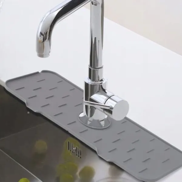 Måtter & Gitter Til Køkkenvaske>Universal silikone afløbsmåtte til vask 36,5 x 14 cm BRUNBESTE BB-3247 grå