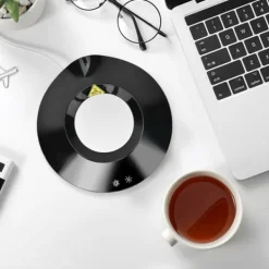 USB-drevet dobbeltfunktionel kaffekoppebakke - isoleret måtte til kolde og varme drikke (sort) Hot
