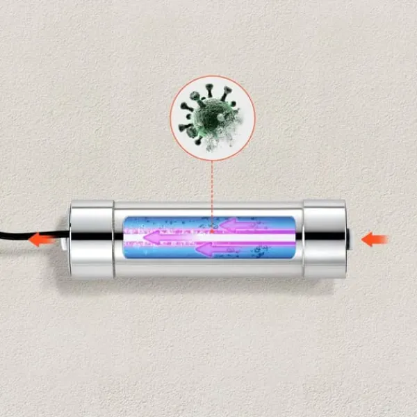 Vandfiltre>UV-vandrenser - UV-vandfilter til hele huset - 8 W - 220 V - Rustfrit stålhus - Kvartshylster - Kapacitet 1 GPM (3,8 l/min)