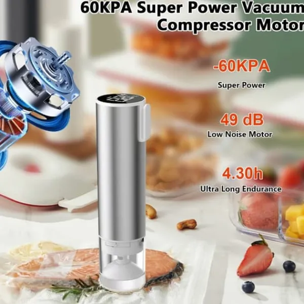 Vacuum Sealer Food Saver-maskine med LED-display til krukker/opbevaringsposer New