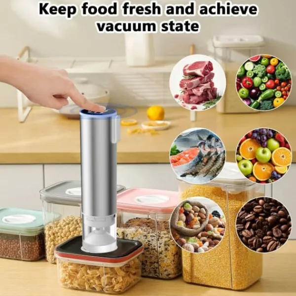 Vacuum Sealer Food Saver-maskine med LED-display til krukker/opbevaringsposer New