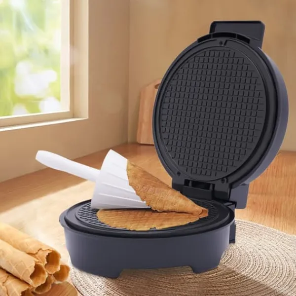 Vaffelcone-maskine, 1200W effekt, 150-200°C temperatur, non-stick belægning, kompakt design Hot