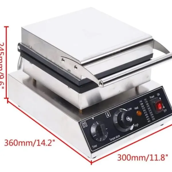 Vaffeljern - Belgisk/Bruxelles-vaffeljern - 2 Firkantede Vafler - 1750 W - Justerbar Temperatur - 180° Roterbart Discount