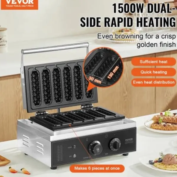 Vaffeljern>Vaffelstangsmaskine, 390x370x230 mm, Sølv, Rustfrit Stål