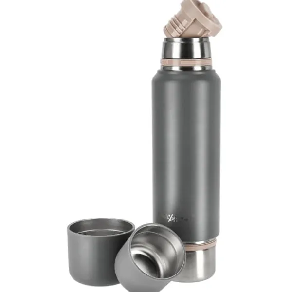 Beholdere Til Mad & Drikkevarer>Vakuum rejsetermoflaske til kaffe og te, 1200ml, stål - grå