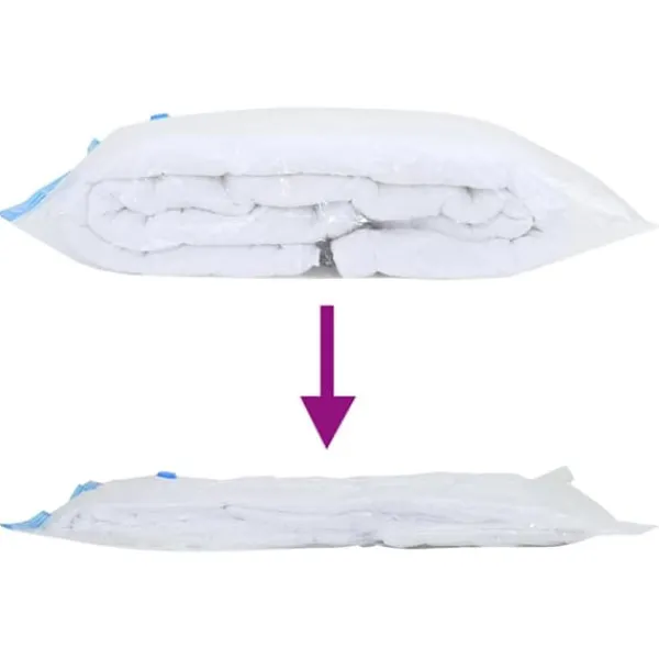 Vakuumopbevaringsposer til tekstiler - 20 stk | Størrelse: 100x80 cm | Farve: Gennemsigtig & Blå Discount