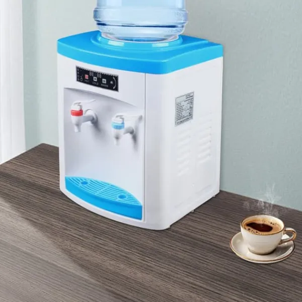 Vandkølere>Vanddispenser, Effekt 550W, Varmt vand 90℃, Koldt vand 8℃, Spænding 220V, Dimensioner 25,5*23,5*33 cm