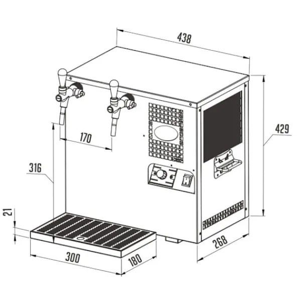 Vanddispenser, sodavandsautomat - AS-45, 2 linier Discount
