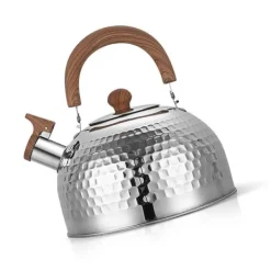 Vandkedel i rustfrit stål med fløjte, stor kapacitet, fladbundet til gaskomfur, kog vand 2L, hammer Best