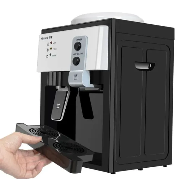 Vandkøler & vanddispenser - Topfyldt bordmodel - 19 L (5 gal) - Varmt & koldt vand - 110V - Rustfrit stål & PP - Sort