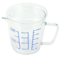 Målebægere & Måleskeer>Varmebestandig Glas Målekop Mælkevægt Målekande med Låg Køkkenredskab (250ml)