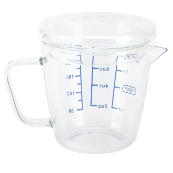 Målebægere & Måleskeer>Varmebestandig Glas Målekop Mælkevægt Målekande med Låg Køkkenredskab (250ml)