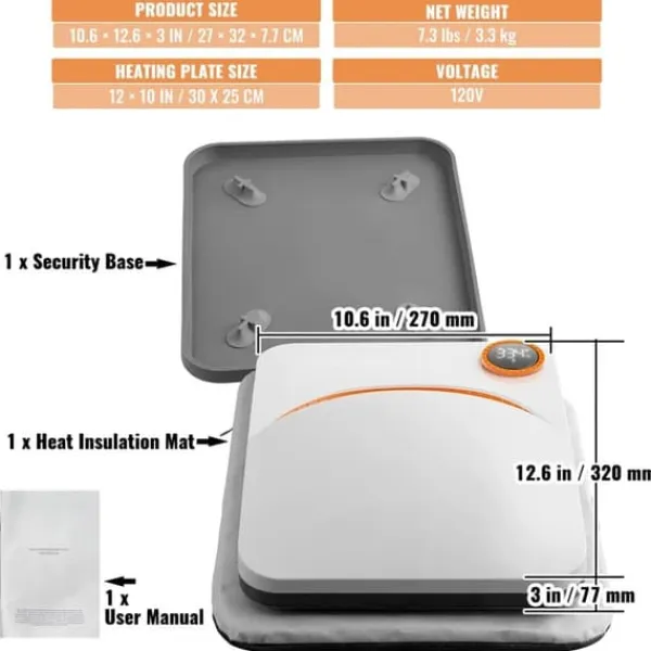 Damppresser>Varmepresser 12 x 10 til bærbar brug – Easy Press sublimationstransfer til DIY T-shirt. Perfekt til kreative projekter!