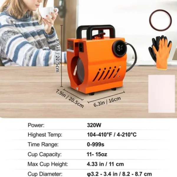 Kopvarmer>Varmepresser Mini Cup DIY Sublimationmaskine til 11-15 oz krus. Håndholdt, letvægts presser - perfekt som julegave!