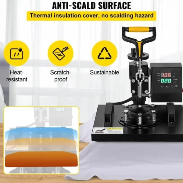 Damppresser>Varmepresser, 10x12 tommer / 25x30 cm, 2-i-1 Clamshell Sublimationstransferprinter med Teflonbelægning, digital præcis varme