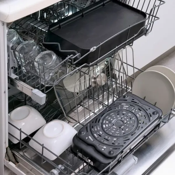 Varmluftsfrituregryde med grill, tilbehør og opskriftsbog InnovaGoods Fryinn 12-in-1 6000 Sort Stål 3400 W 6 L