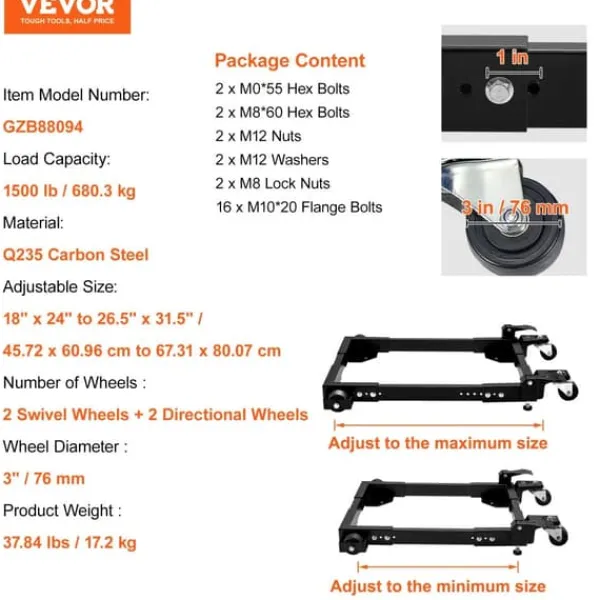 Vaskemaskine Køleskab Stativ, Kraftig Mobil Base, Justerbar Størrelse,1500 lbs Discount