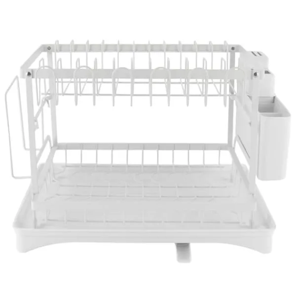 Vaskestativ, Kompakt Design, Holdbare Materialer,L, 2-niveau, Hvid Best