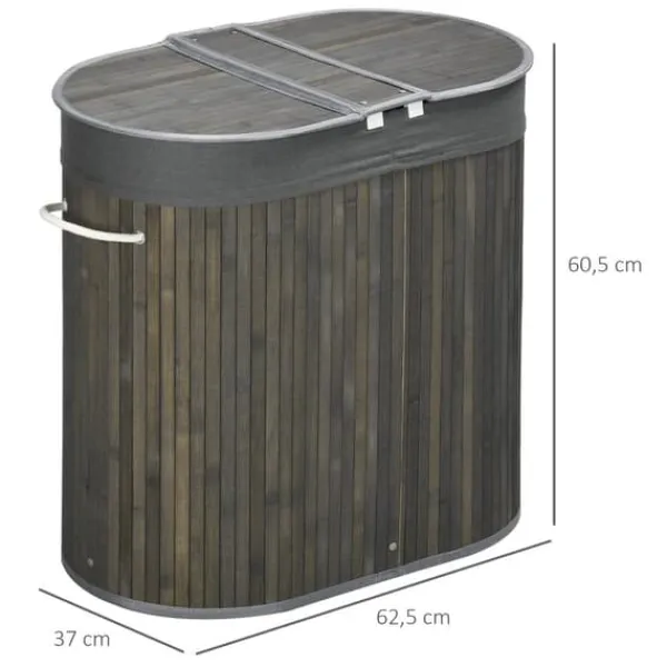 Vasketøjsudstyr>Vasketøjskurv, 62,5x37x60,5 cm, Grå