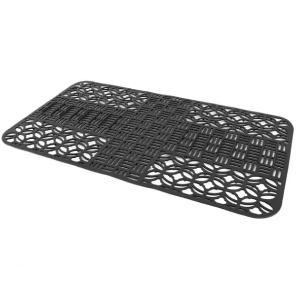 Måtter & Gitter Til Køkkenvaske>Vaskmåtter Silikone Anti-Slip Varmebestandig 66x35cm Stor størrelse Firkantet udhulet vaskbeskytter til køkken Sort