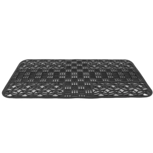 Måtter & Gitter Til Køkkenvaske>Vaskmåtter Silikone Anti-Slip Varmebestandig 66x35cm Stor størrelse Firkantet udhulet vaskbeskytter til køkken Sort