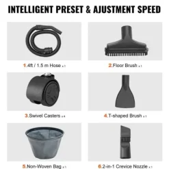 Våd/Tør Shop Støvsuger 10L 2 Peak HP m/ Rige Tilbehør, Stærk Sugning, Praktisk og Effektiv Best