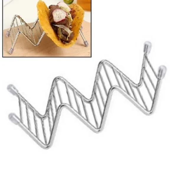 Tilbehør Til Madservering>V-formet tacoholder i rustfrit stål til majs- og forårsruller - 2-3 gitre - 6,3x13,5x4,5 cm